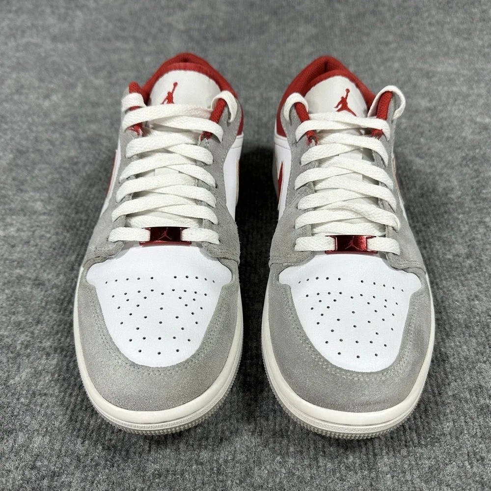 NIKE Air Jordan 1 Low SE Light Smoke Grey Gym Red Glitter Mens 8.5 Womens 10